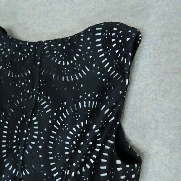 White House Black Market Shift Dress Black Crochet Midi Lined Women's Size 6 - Picture 9 of 12